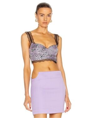 Versace Lavender Leopard Lace-Trim Bralette Lilac